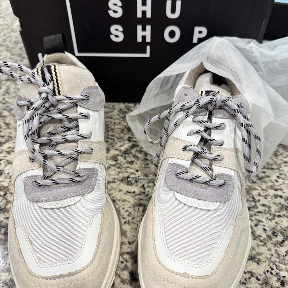 ShuShop Women's Cream and Gray Sneakers